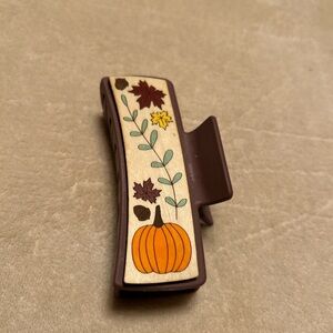 Autumn Themed Hair Clip with Pumpkin Design